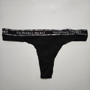 ❌SOLD❌ Victoria's Secret Black with Silver Thong XS - NWT
